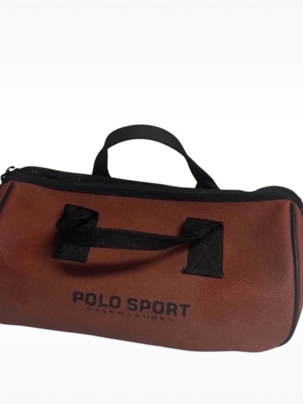 Vintage Rare Polo Sport Ralph Lauren Brown Basketball Material Bag small duffle